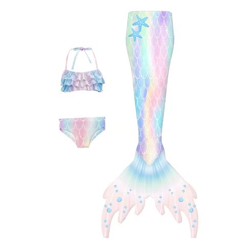 Piece Girls Swimsuit Bathing Suits Bikini Fish Tail Set For Girls Years Walmart