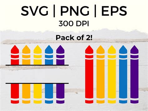 Crayon Svg With Monogram Crayon Set Cut File Crayon Svg Etsy