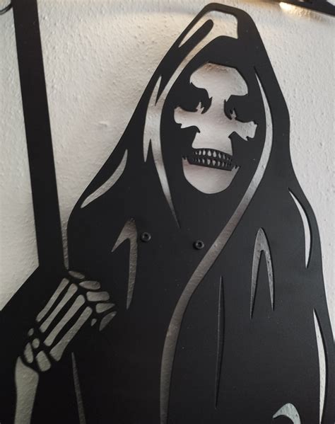 Grim Reaper Grim Reaper Metal Sign Gothic Wall Art With Neon Etsy