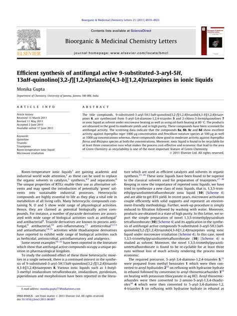 Pdf Cheminform Abstract Efficient Synthesis Of Antifungal Active