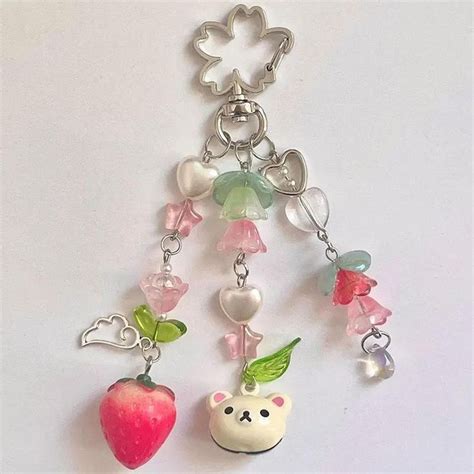 Kawaii Y2k Beaded Keychain Brand New No Depop Beaded