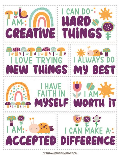 Printable Affirmation Cards For Kids To Build Self Esteem Positive