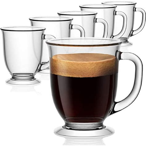 Qxxsj Glass Coffee Mugs Set Of 6 Clear Coffee Mug 15 Oz Large Glass