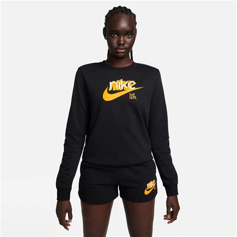 Nike 上衣 女款 長袖上衣 大學t 運動 As W Nsw Club Flc Ft Gx Crew 黑黃 Fn3629 010 3s3596 Nike Yahoo奇摩購物中心