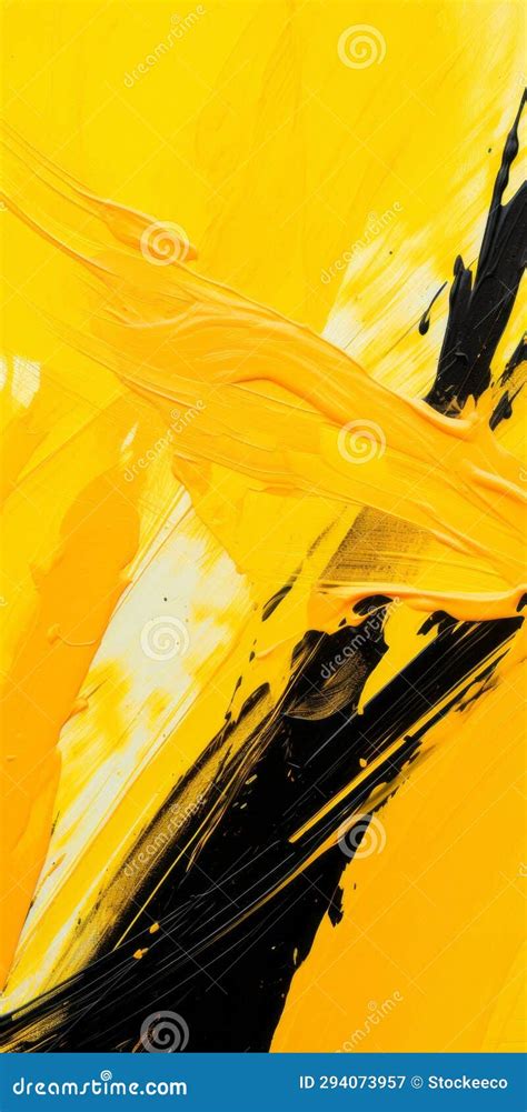 Vibrant Yellow And Black Abstract Paintings With Bold Brushstrokes