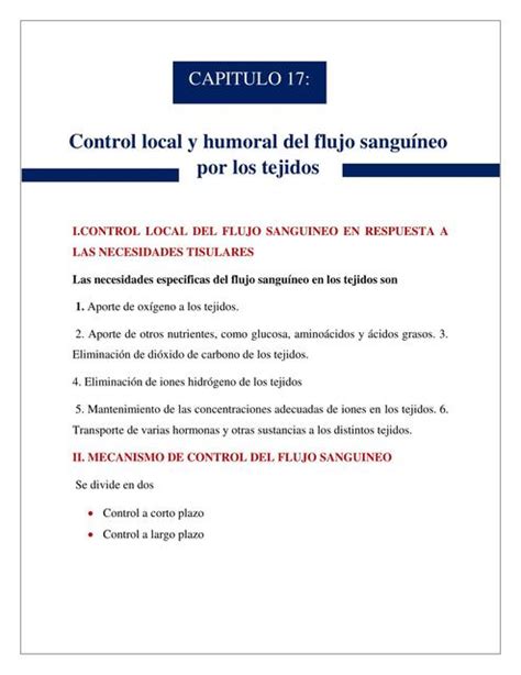 Control local y humoral del flujo sanguíneo por los tejidos Nuala uDocz