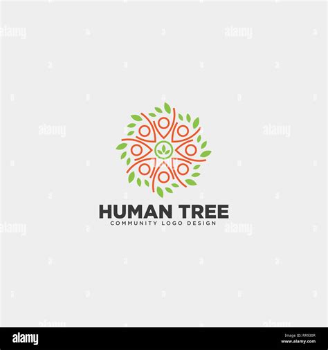 Hoja De Rbol Humano Logotipo Comunitario Plantilla Ilustraci N Vector