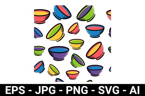 colorful bowl seamless pattern graphic  davidstephanus creative fabrica