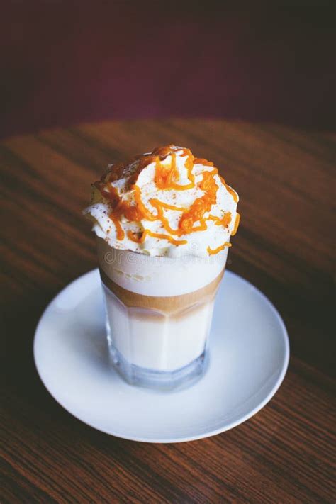 White And Brown Caramel Frappe On Clear Drinking Glass Picture Image