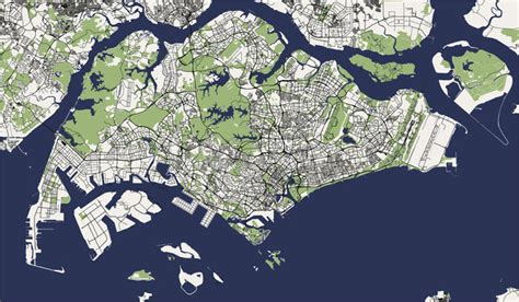 Detailed Map Of Singapore City Royalty Free Vector Illustration Stock