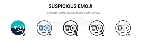 Suspicious Emoji Icon In Filled Thin Line Outline And Stroke Style