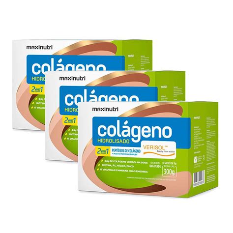 Kit 3 Colágeno Hidrolisado Verisol Sache Uva Verde Maxinutri Submarino