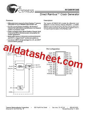 W134SSQCT Datasheet PDF Cypress Semiconductor