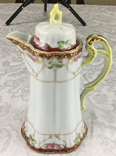 Vintage Nippon Porcelain Chocolate Pot Hand Painted With Gold Etsy Chocolate Pots Vintage