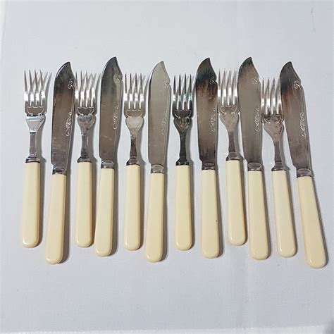 Set Of Epns Fish Knives And Forks Bone Fish Knife Unique Cutlery