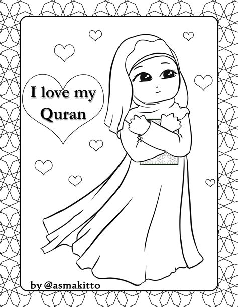 Gambar Ana Muslim Untuk Mewarnai Sketch Coloring Page