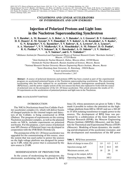 PDF Injection Of Polarized Protons And Light Ions In The Nuclotron