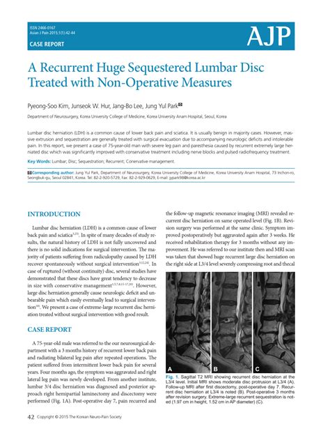 PDF A Recurrent Huge Sequestered Lumbar Disc Treated With Non