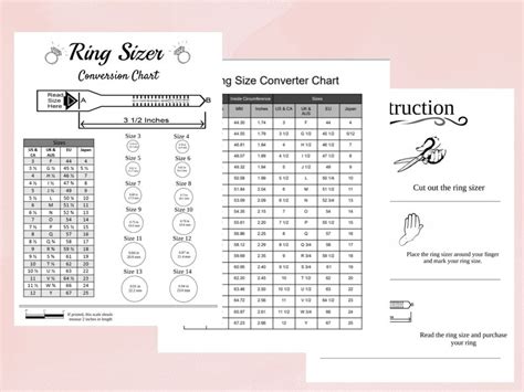 Ring Size Chart Printable Ring Sizer Conversion De Taille De Bague