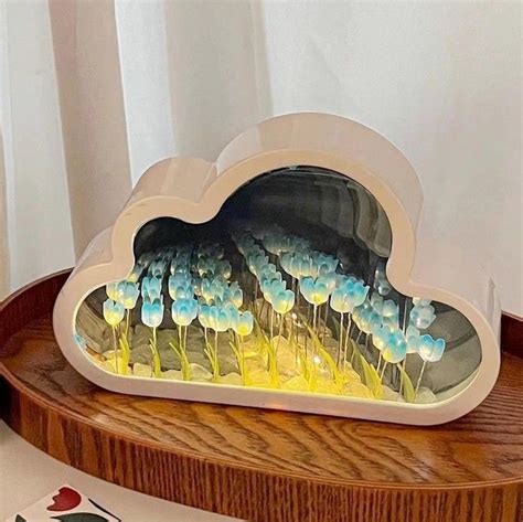 Flowers Cloud Mirror Tulip Lamp Diy Handmade Tulip Night Light