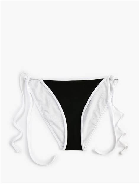 Siyah Kadın Brazilian Bikini Altı Yanları Bağlama Detaylı Basic Normal Bel 3SAK00138BM Koton