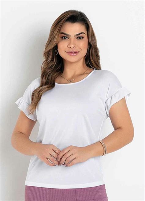 Blusa Babado Branca Moda Evang Lica Queima De Estoque