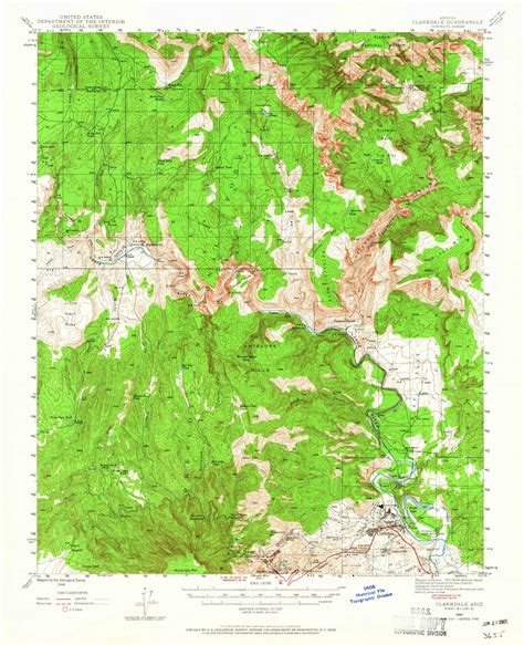 Clarkdale Arizona 1944 1965 USGS Old Topo Map Reprint 15x15 AZ Quad