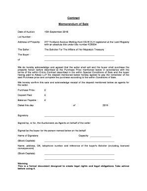 Memorandum Of Sale Template Complete With Ease Airslate Signnow