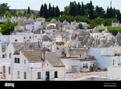 Alberobello Bari Province Apulia Italy Exterior Of The Famous