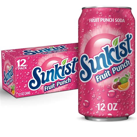 Sunkist Fruit Punch Soda 12 Fl Oz Cans 12 Pack