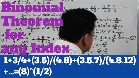 Very Important Problems On Binomial Series Binomial Theorem For Any Index Youtube