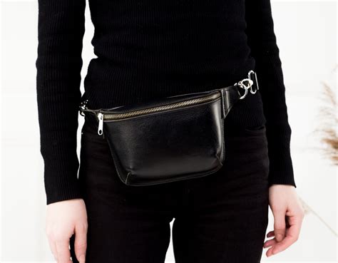 Black Leather Fanny Pack Womenblack Leather Fanny Pack Etsy