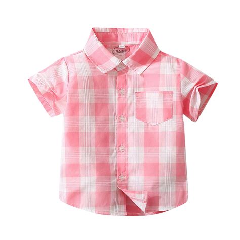 Toddler Boys Short Sleeve Plaid Shirt Tops Coat Outwear For Boys