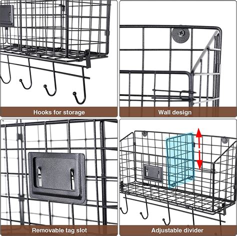 Buy Wire Basket Desk Organizer With Adjustable Divider And Tag Slot By