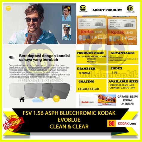 Jual LENSA KACAMATA KODAK BLUECHROMIC FSV 1 56 EVOBLUE CLEAN N CLEAR