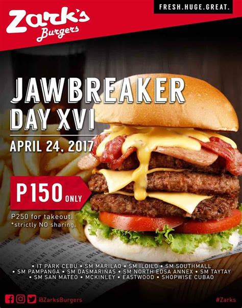 One Day Only Zarks Burgers Jawbreaker Day Manila On Sale