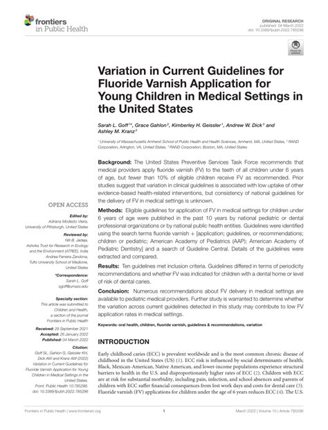 Pdf Variation In Current Guidelines For Fluoride Varnish Application