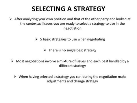 Negotiation Choosing A Strategy