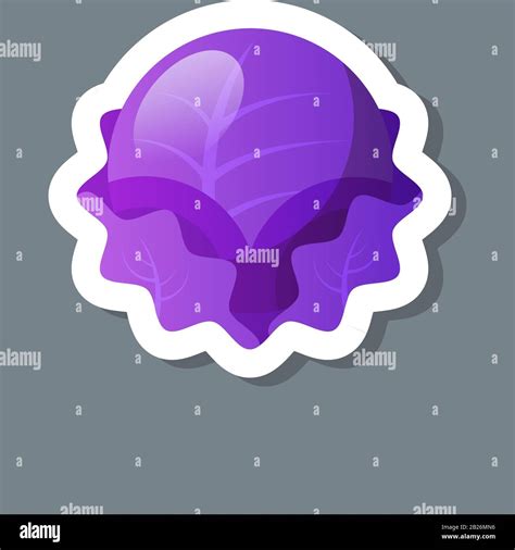 Fresh Red Cabbage Sticker Tasty Vegetable Icon Healthy Food Concept