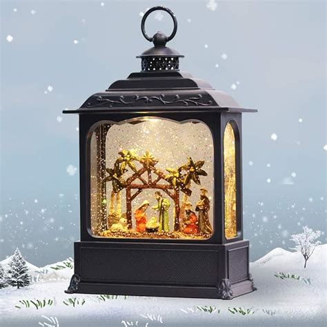 Genswin Nativity Musical Lighted Water Lantern Christmas Snow Globe