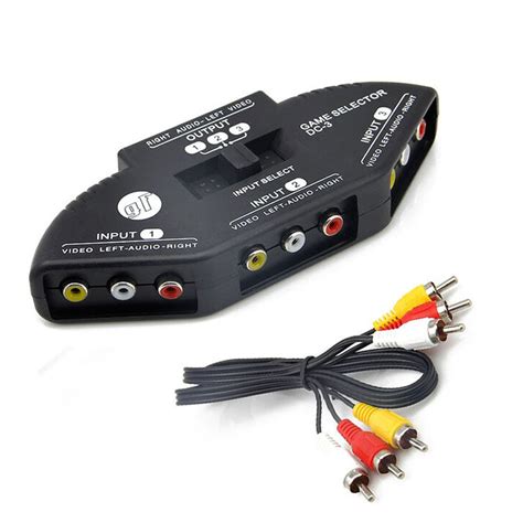 3 Portas Composto AV Seletor De Áudio RCA Switch Splitter Shopee Brasil