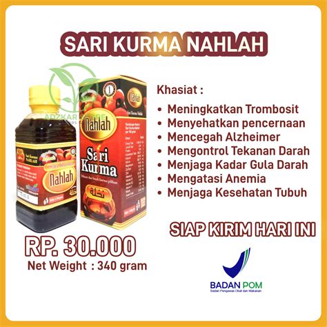 Sari Kurma Nahlah Asli 340gram Plus Kurma Ajwah Obat Untuk Menaikan