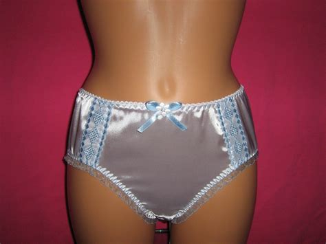 Romantic Vintage Style Shiny White Satin Panties Knickers With