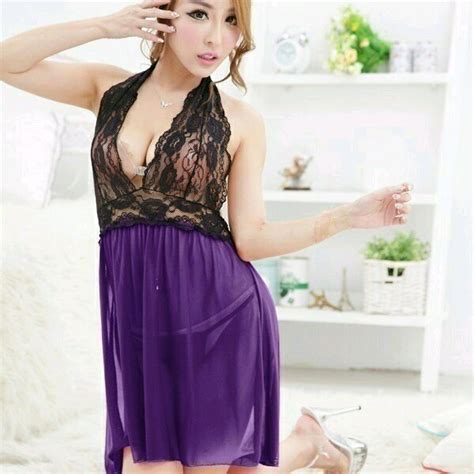 Jual Lingerie Baju Tidur Sexy Hitam Ungu Super Transparan Jx Di