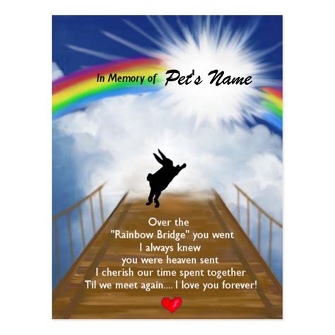 Rainbow Bridge Memorial For Rabbits Postcard Zazzle In 2021