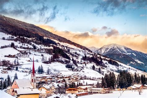 Panorama Trentino Alto Adige Val Venosta Church Mountain Winter Stock ...