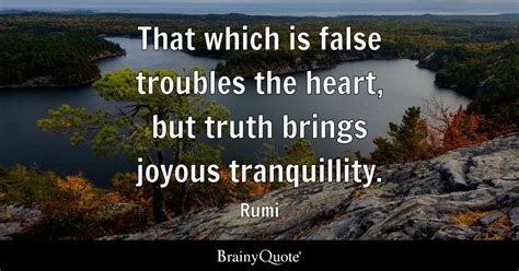 That which is false troubles the heart, but truth brings joyous tranquillity. - Rumi - BrainyQuote