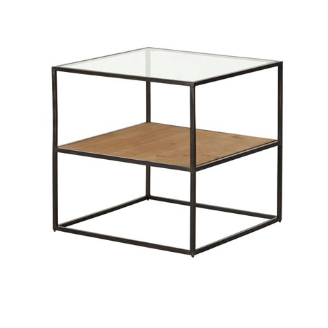 Mesa Auxiliar De Cristal Y Metal Negro Chester Maisons Du Monde