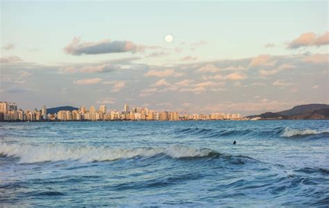 Premium Photo | Santos city beach on the coast of the state of Sao ...