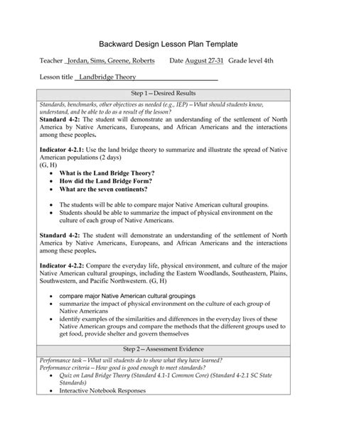 Addie Model Backward Design Lesson Plan Example